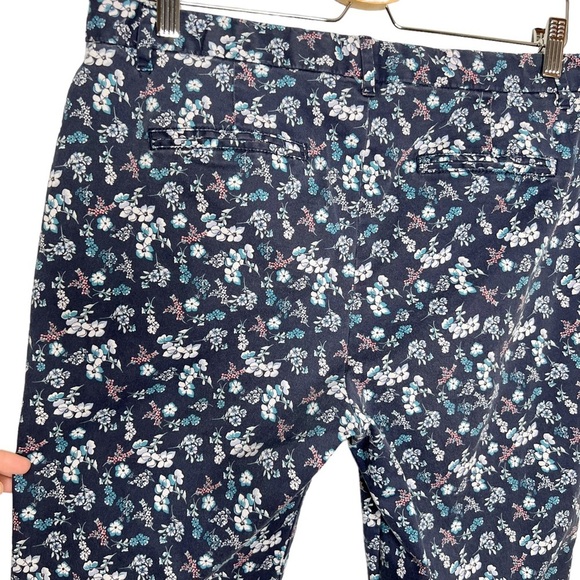 GAP Slim City Crop Twill Navy Blue Ditsy Floral Print Pants - Picture 6 of 11